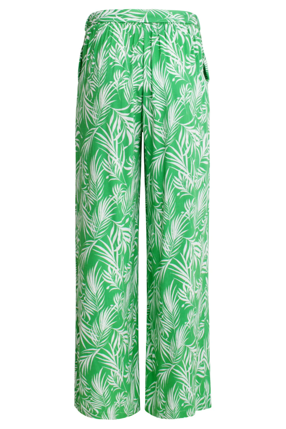 25047 Stretchy Flowy Broek Met Bladprint | Green - White - Image 7