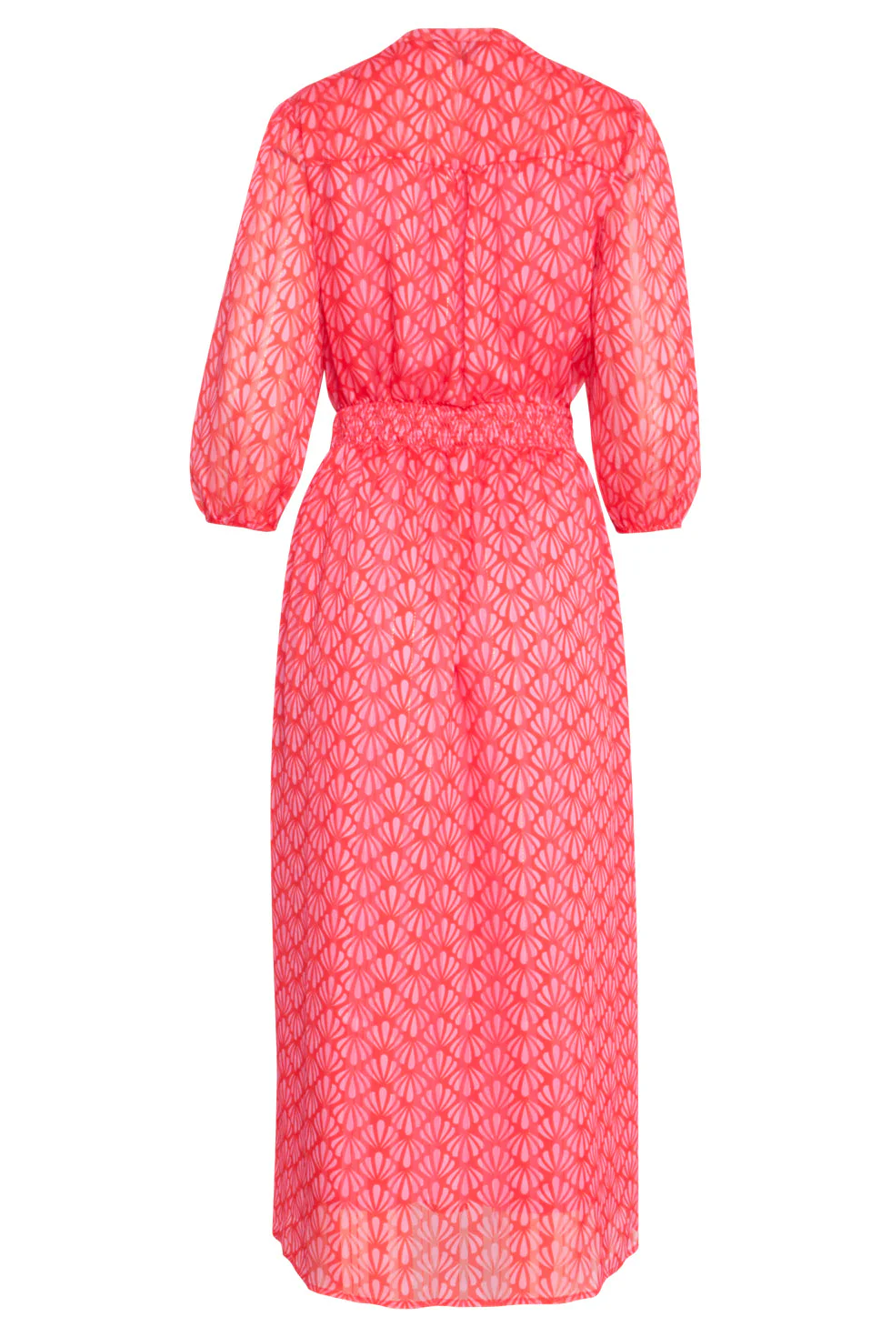 25050 Elegante Maxi Chiffon Jurk Met Schelpprint | Red - Pink - Image 8