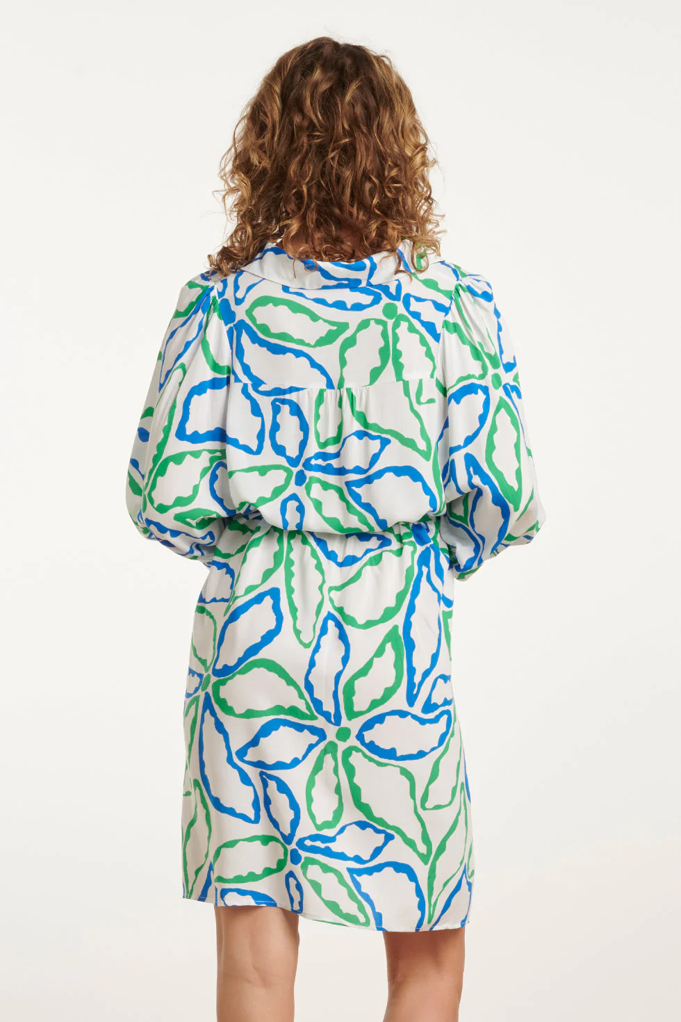25052 Korte Jurk Met Kraaggrafisch Bloemenprintcobalt | Cobalt - Green - Image 6
