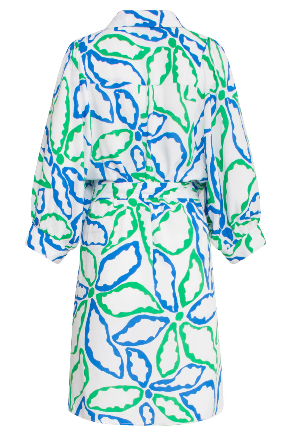 25052 Korte Jurk Met Kraaggrafisch Bloemenprintcobalt | Cobalt - Green - Image 7