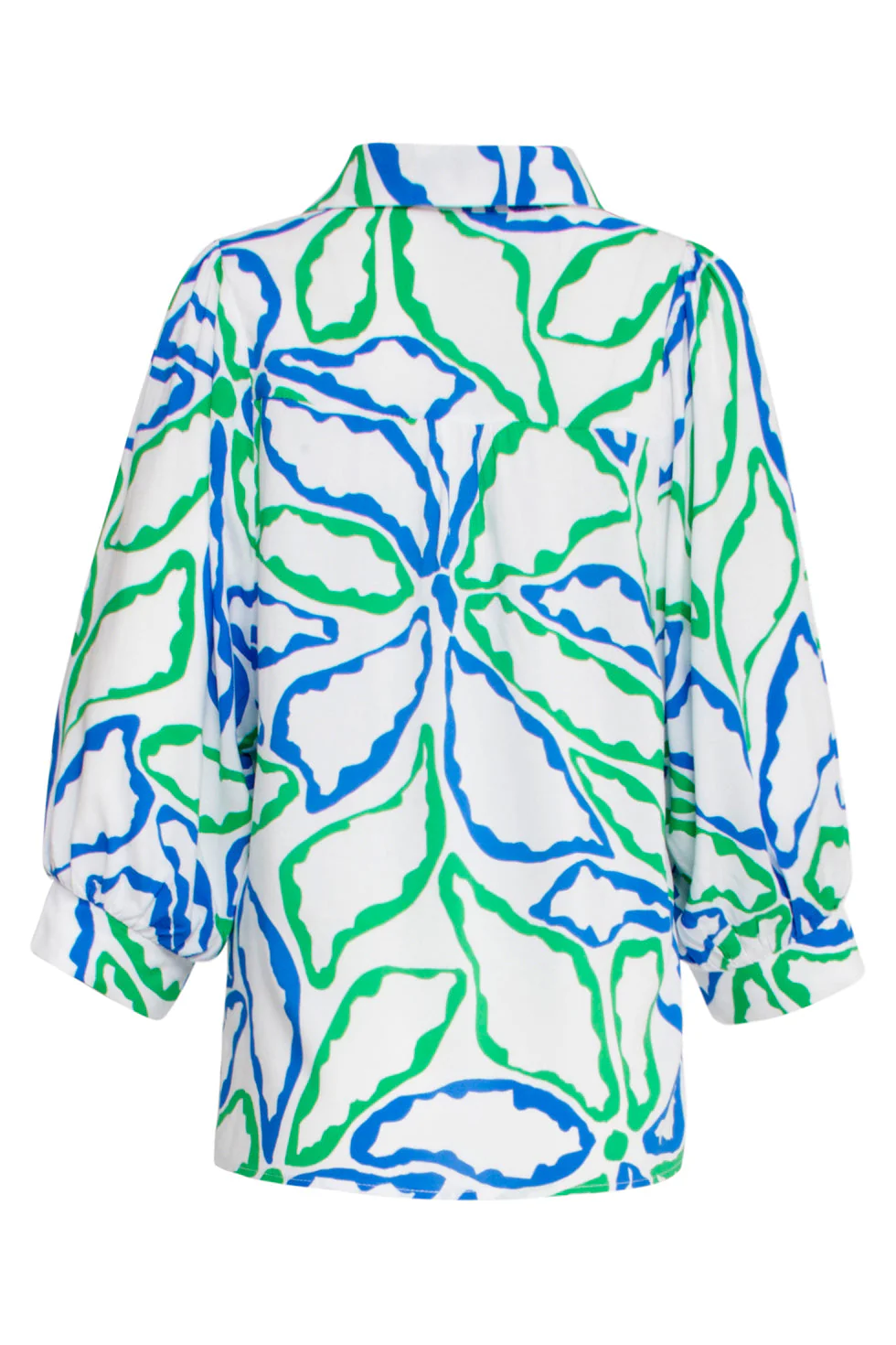 25053 Te Top Met V-Halskobalt Bloemenprint | Cobalt - Green - Image 7