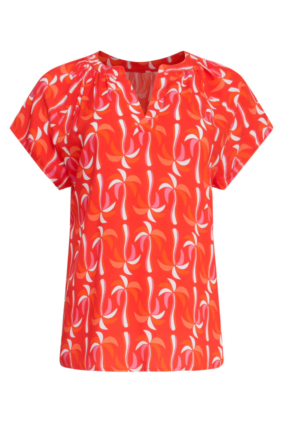 25055 Top Met V-Halspalmprint | Red - Muticolour - Image 2