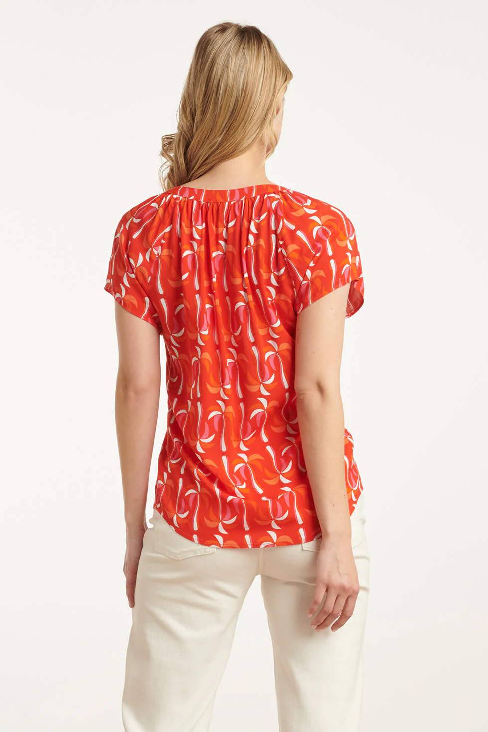 25055 Top Met V-Halspalmprint | Red - Muticolour - Image 6