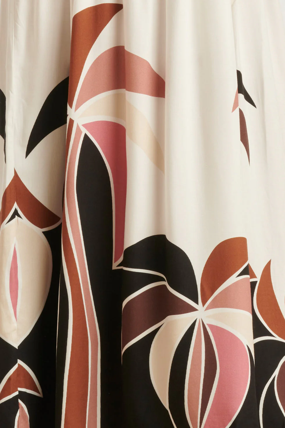 25057 Off White Flowy Maxi Jurk Met Mauve  Palm Print | Sand - Muticolour - Image 8