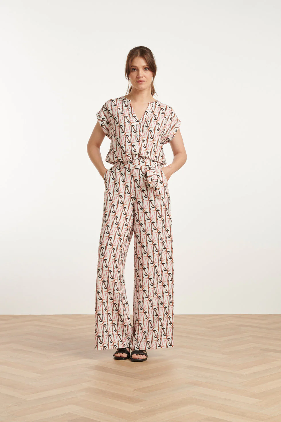 25059 Marocain Broek Met Palmprint | Sand - Muticolour