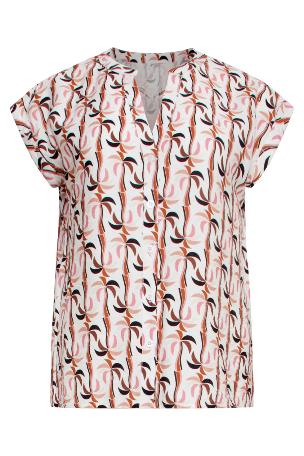 25060 Marocain Top Met Palmprint | Sand - Muticolour - Image 2