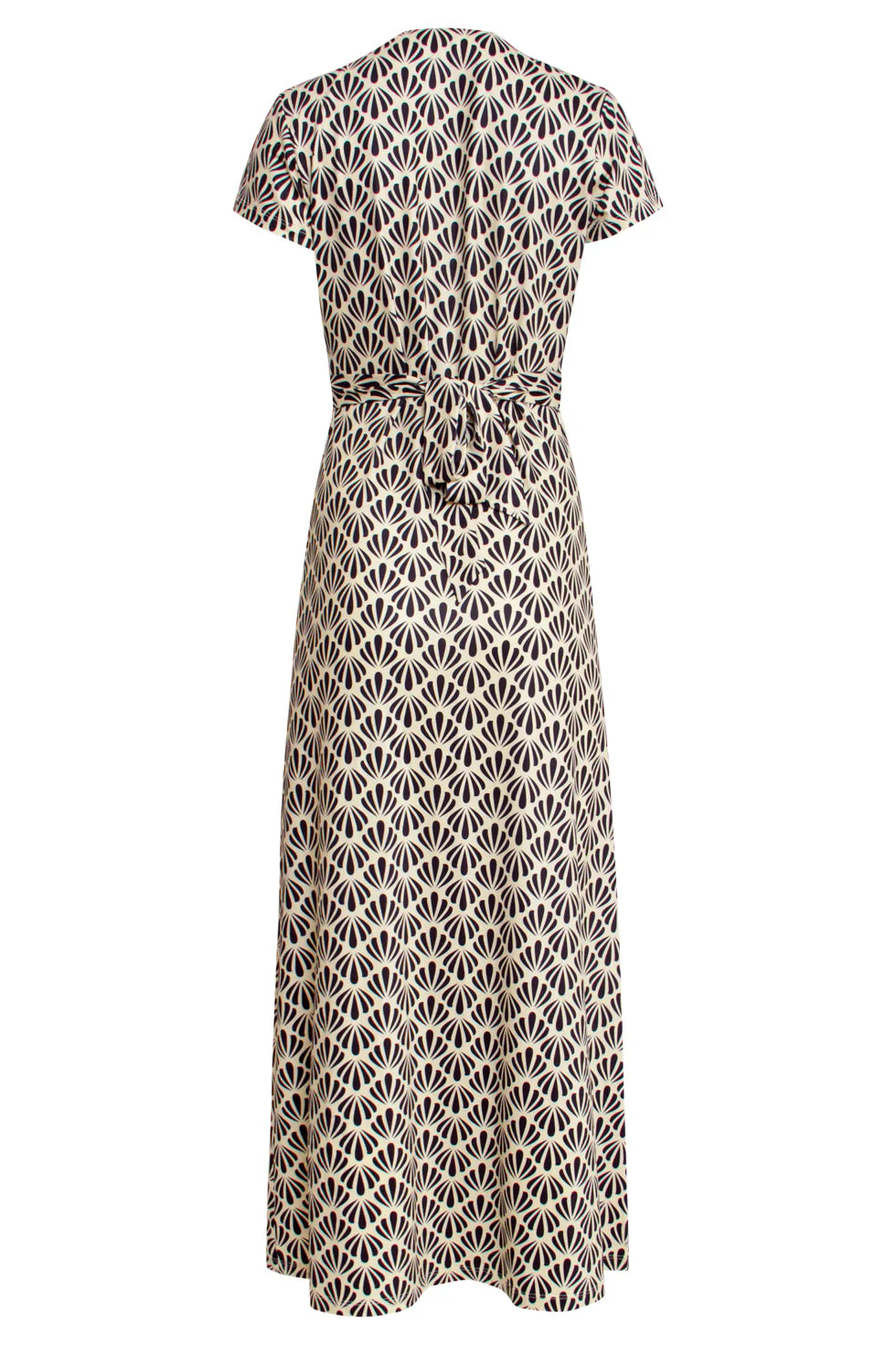25063 E Schelpenprint Maxi-Jurk | Off White - Black - Image 7