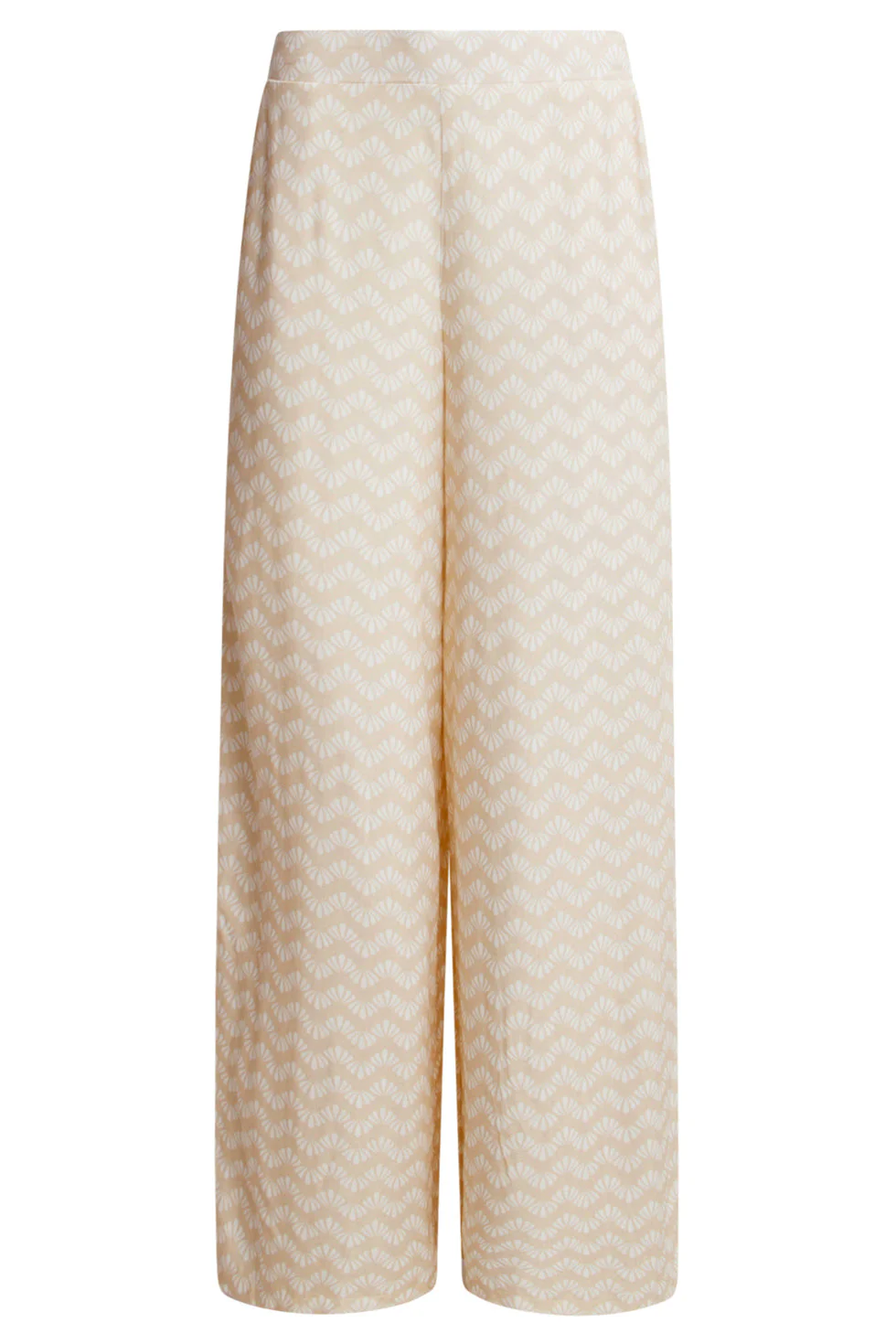 25064 Wijde Broek Met Schelp Zigzagprint | Sand - White - Image 2