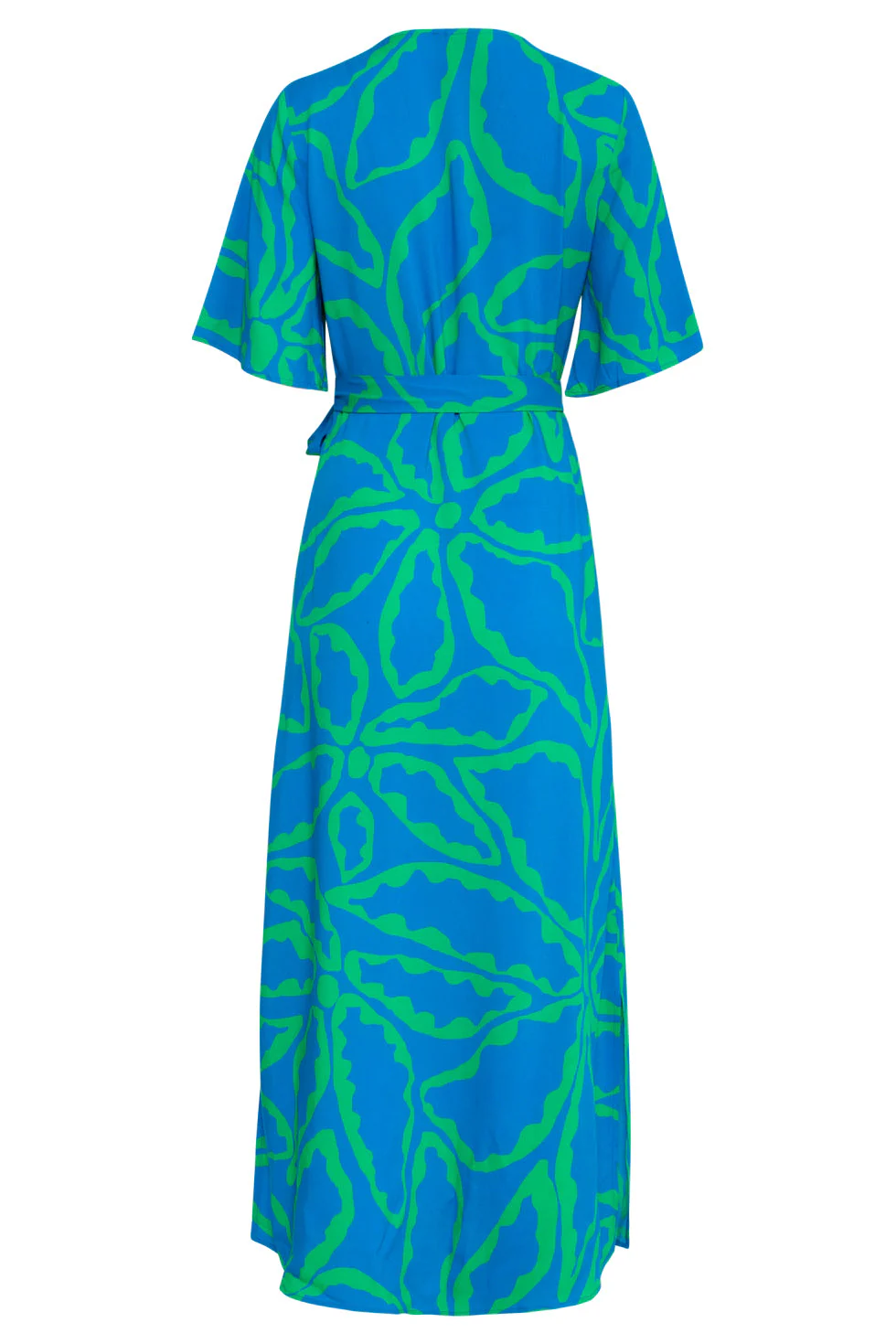 25068 Maxi Jurk Met Grafische Bloemenprintfelgras | Cobalt - Green - Image 7