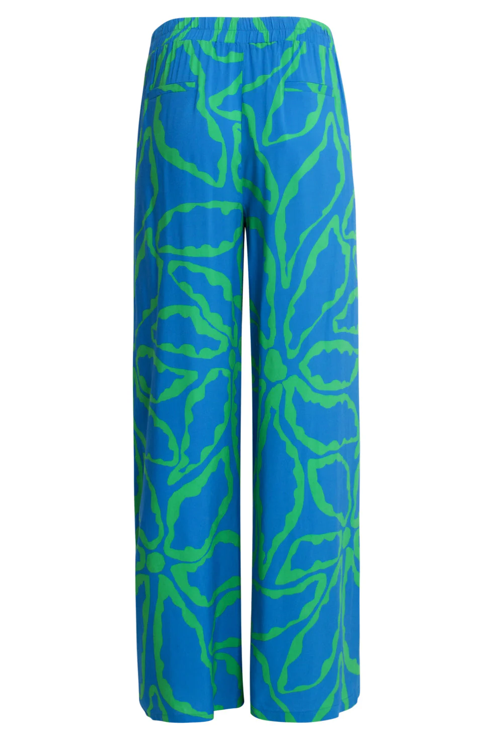 25069 Wijde Broek Met Grafische Bloemenprintfelgras | Cobalt - Green - Image 7