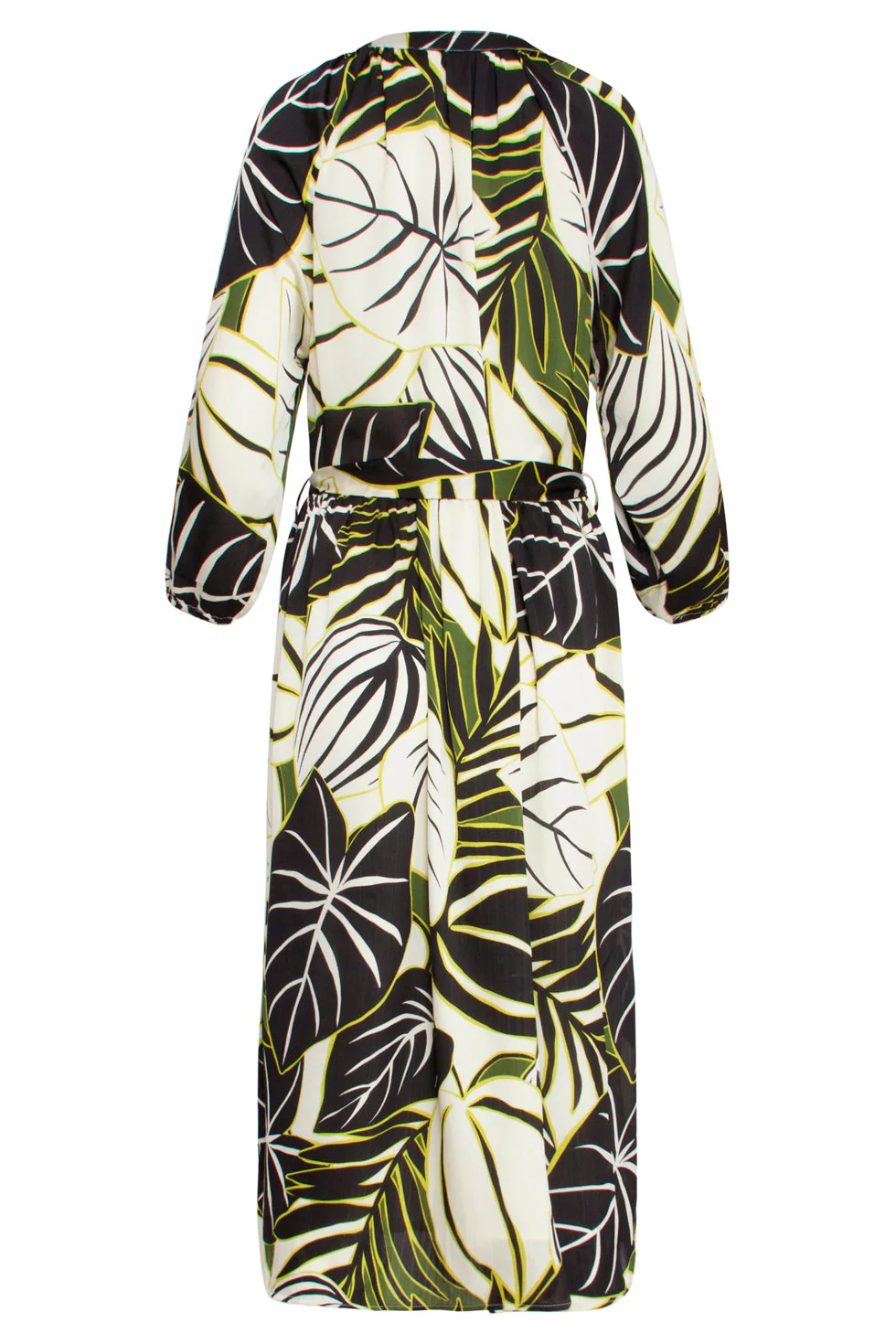 25070 Leaf Print Chiffon Midi Jurk | Green - Muticolour - Image 7