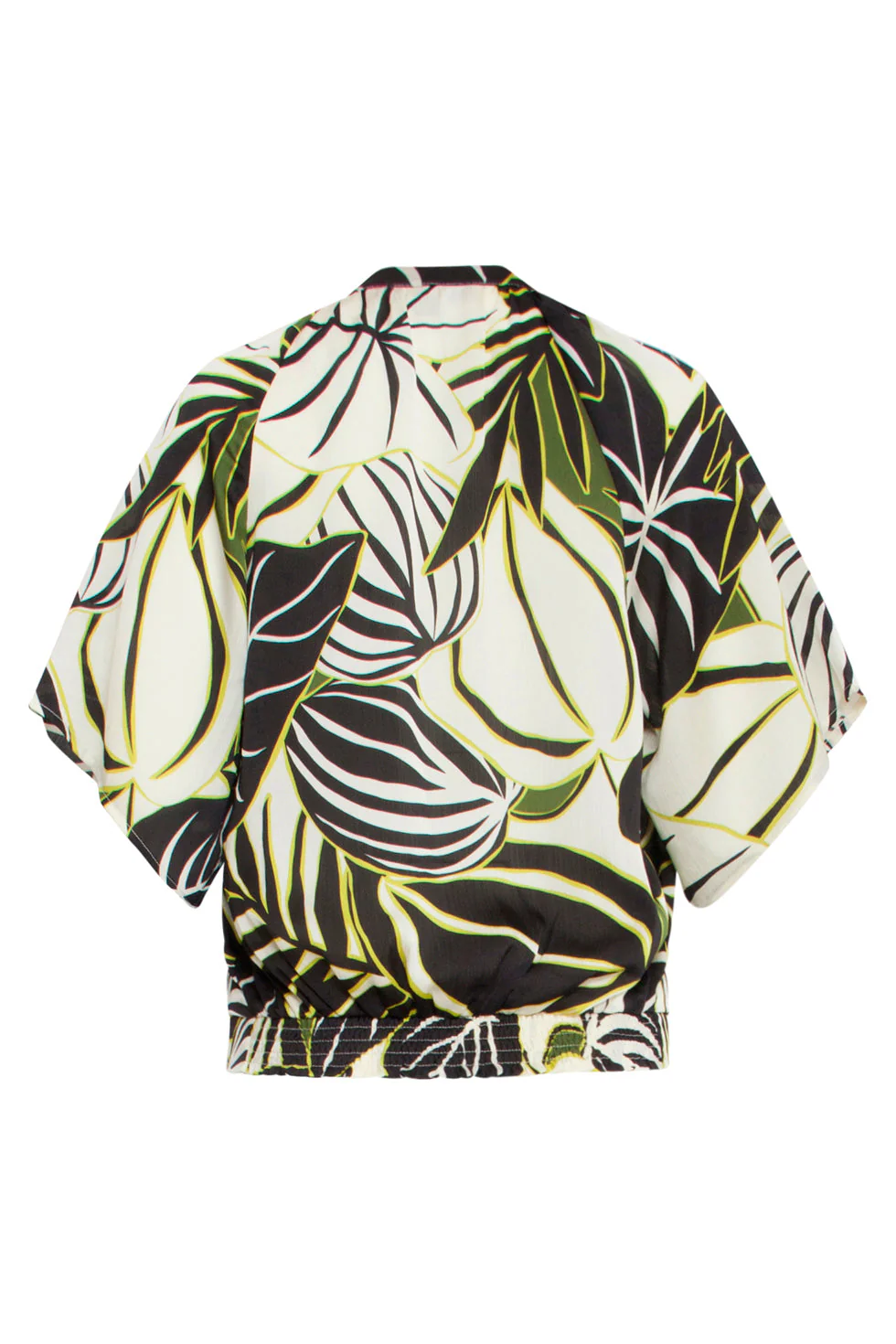 25071 Leaf Print Chiffon Top Met V-Halsflared Mouwen | Green - Muticolour - Image 7