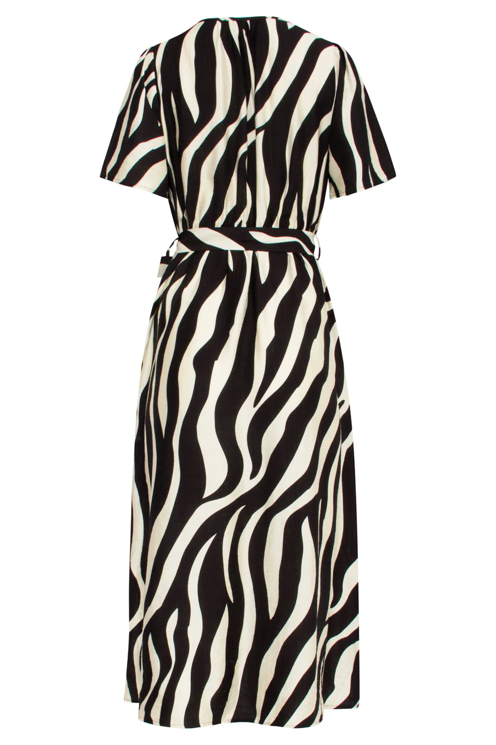 25077 Midi Jurk Met Zebrastijl Print | Off White - Black - Image 7