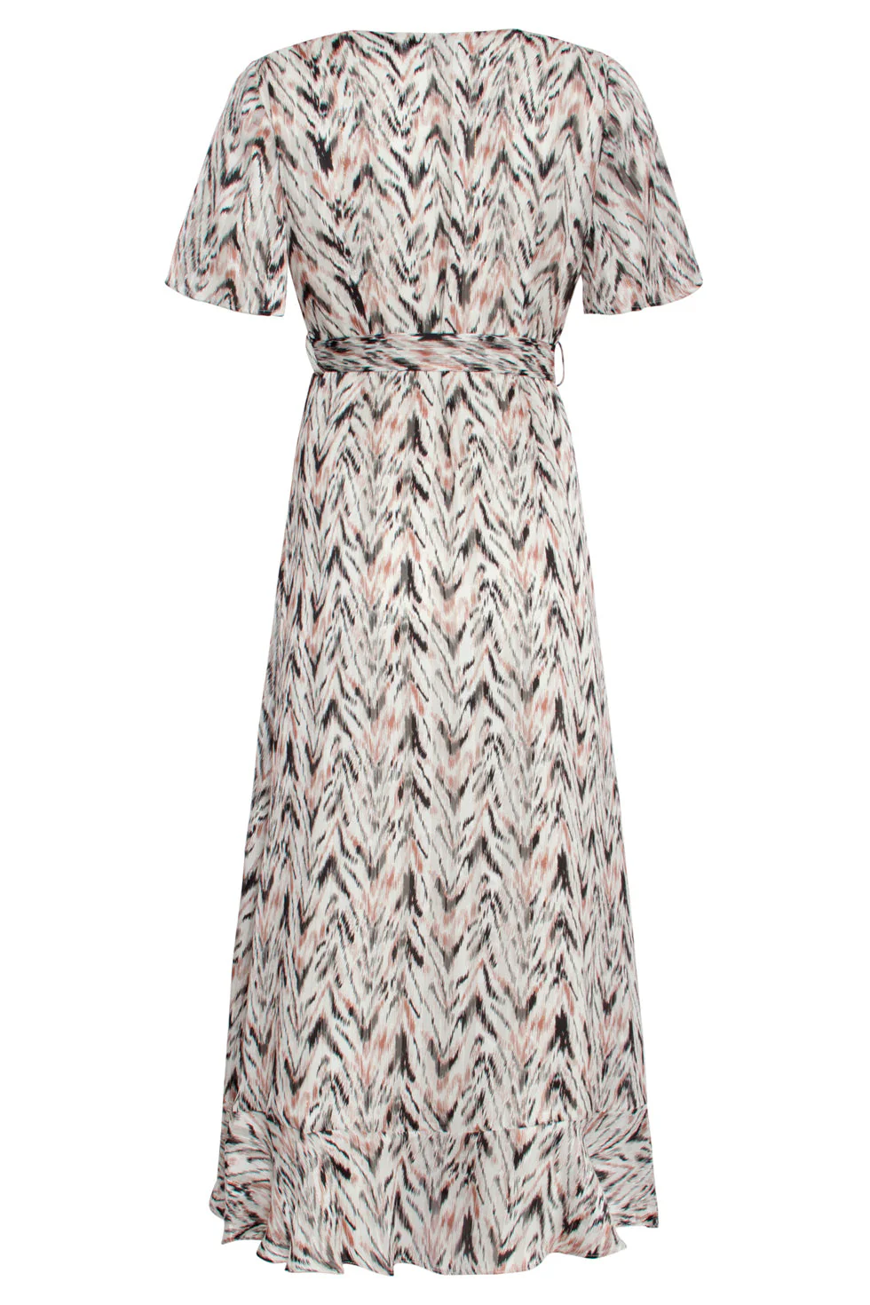 25078 Chiffon Overlap Maxi Jurk Met , Graphic Print | Off White - Muticolour - Image 7
