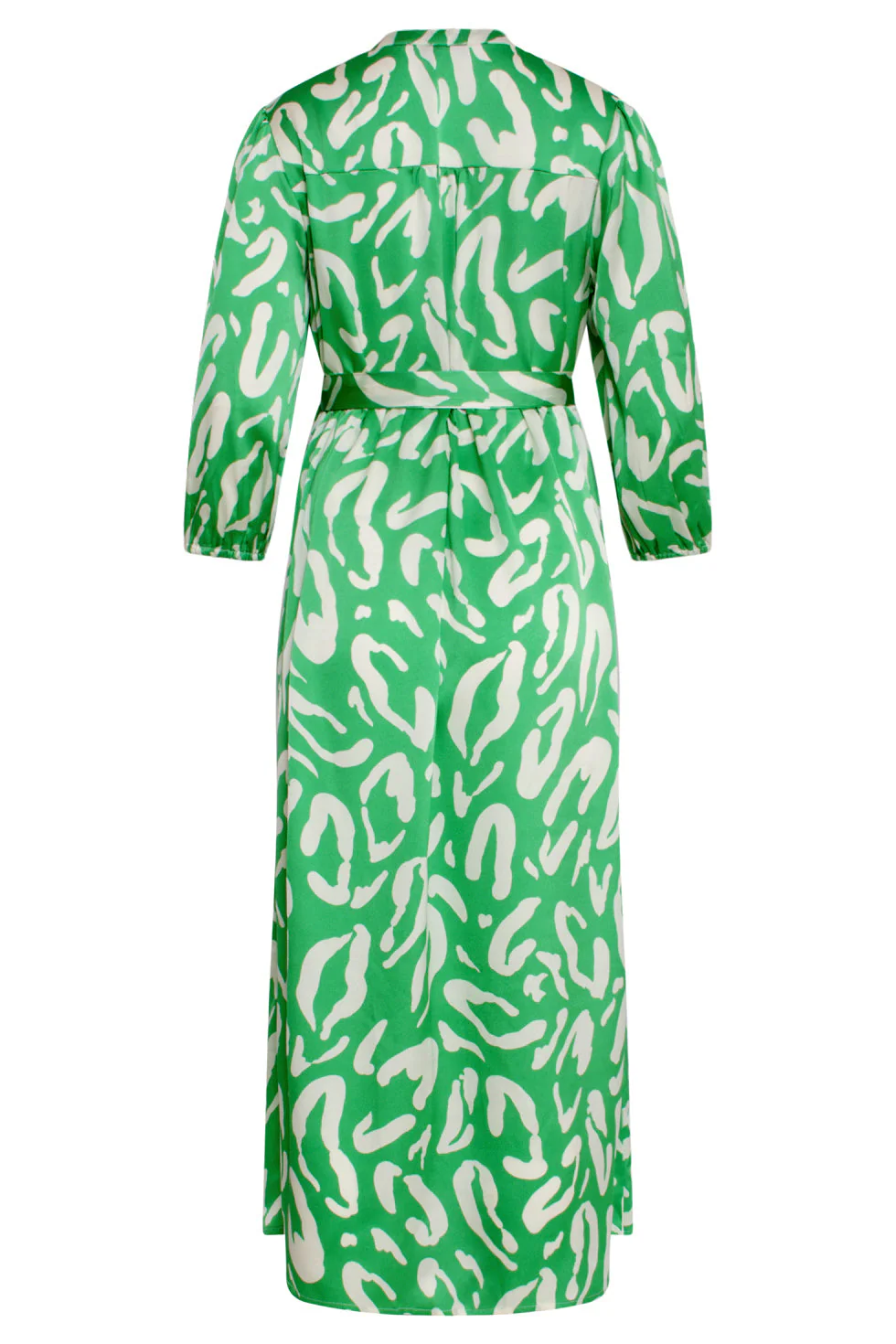 25082 Satin Maxi Jurk Met Te Dierenprint | Green - White - Image 7