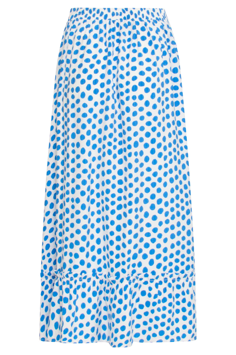25085 Zomer Maxi Rok Met Polkadots | White - Cobalt - Image 7