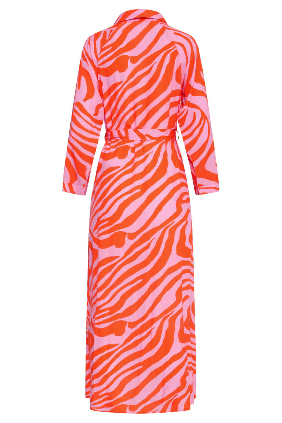 25086 Summer Maxi Shirt Jurk Met Dierenprint | Pink - Orange - Image 7