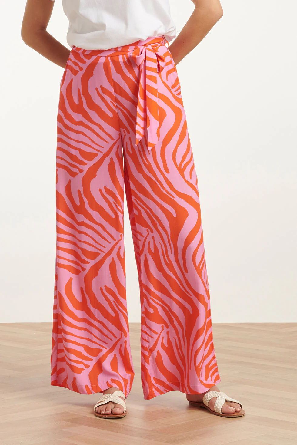 25087 Wide Pants Met Dierenprint | Pink - Orange - Image 3