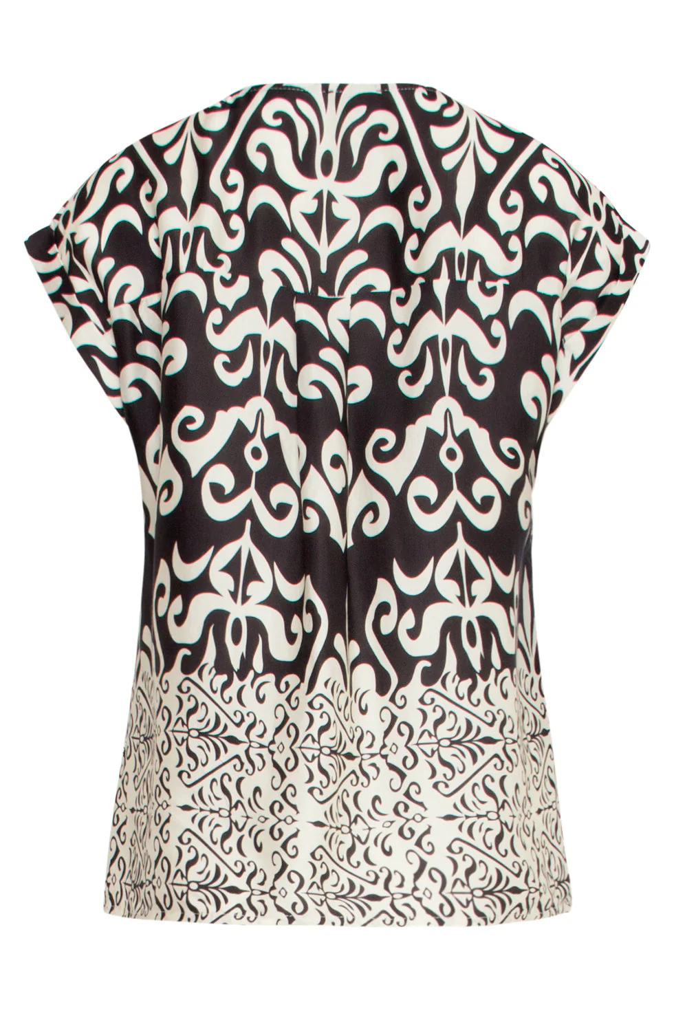 25088 -Te Satijnen Top Met Ornamentenprint | Off White - Black - Image 7