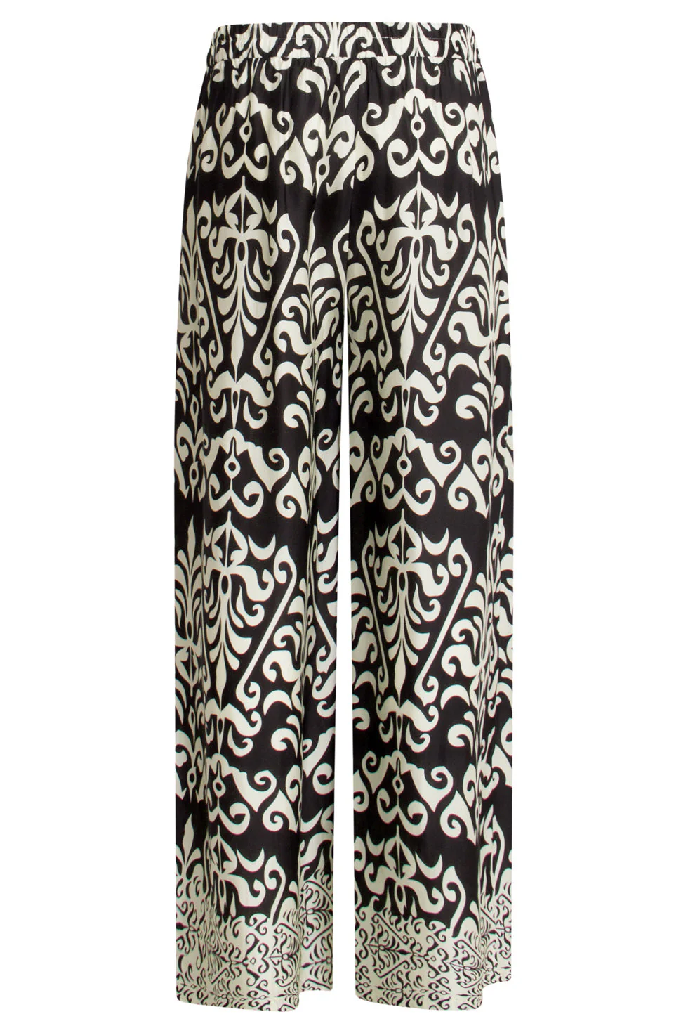25089 E Te Satijnen Ornamentele Geprinte Broek | Off White - Black - Image 7