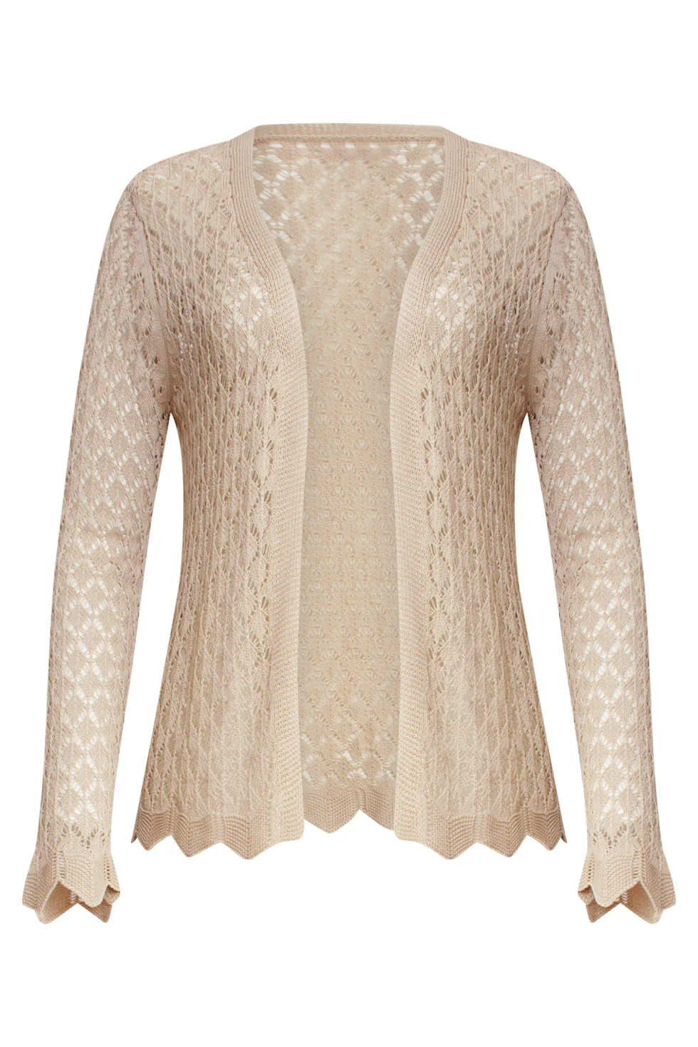 25095 Crochet Gebreide Cardigan | Sand - Image 2