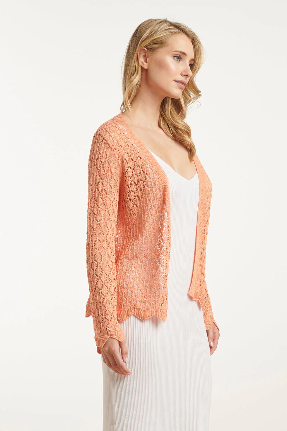 25095 Perzische Crochet Gebreide Cardigan | Peach - Image 4