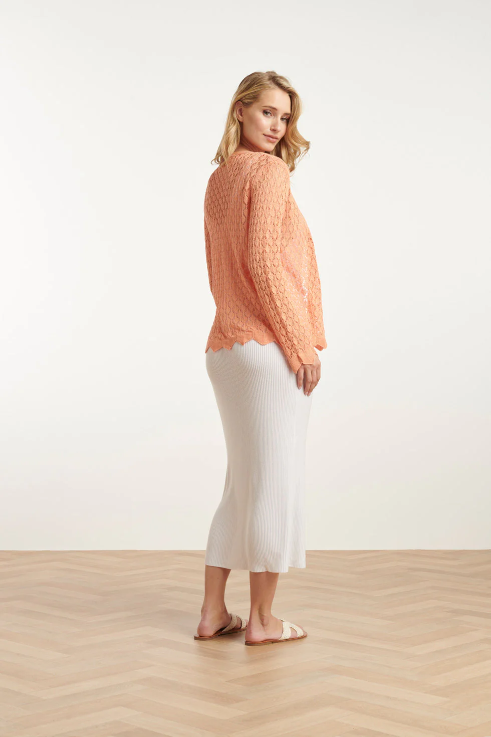 25095 Perzische Crochet Gebreide Cardigan | Peach - Image 5