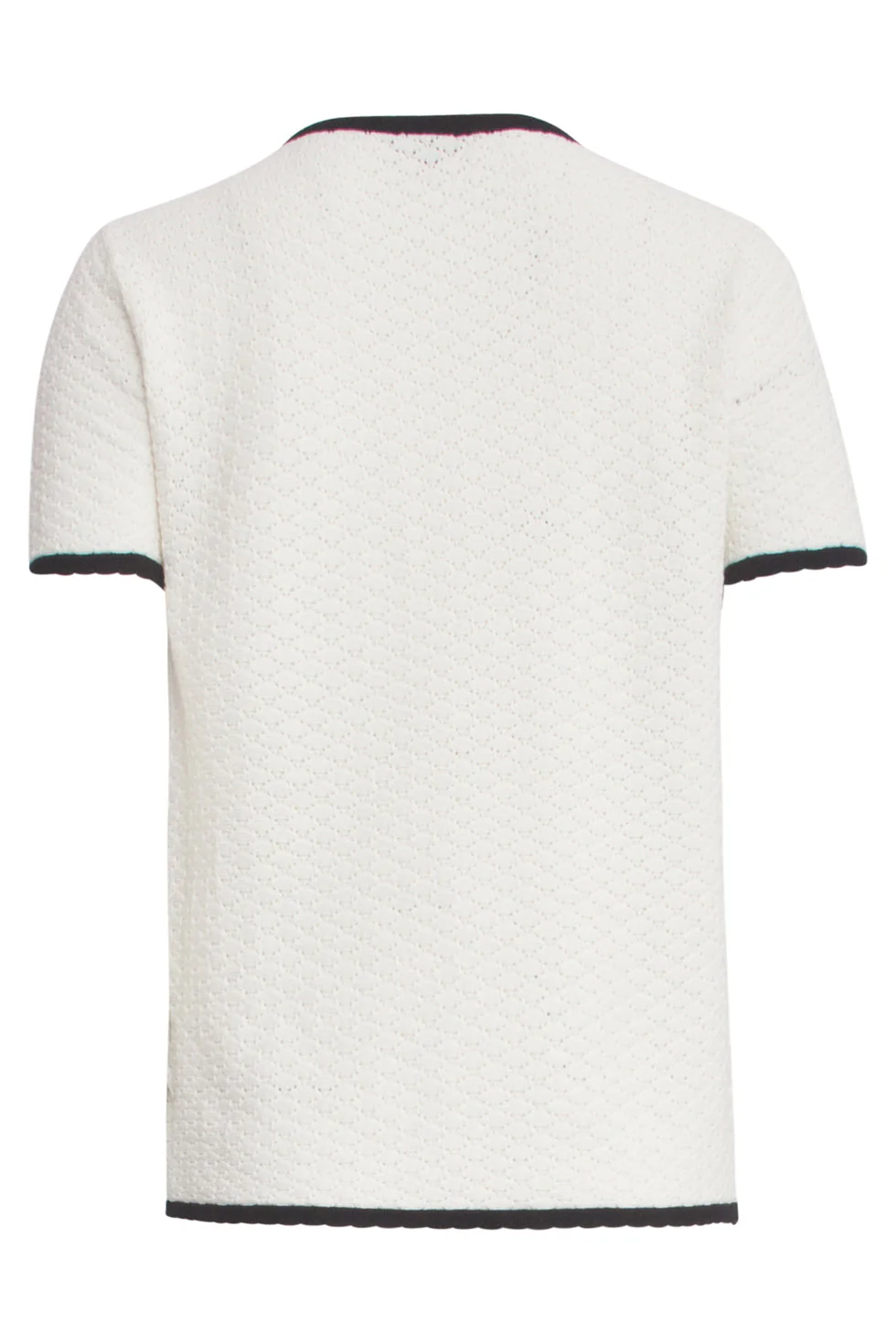 25096  Gebreid Top Met E Contrastafwerking | Off White - Black - Image 7