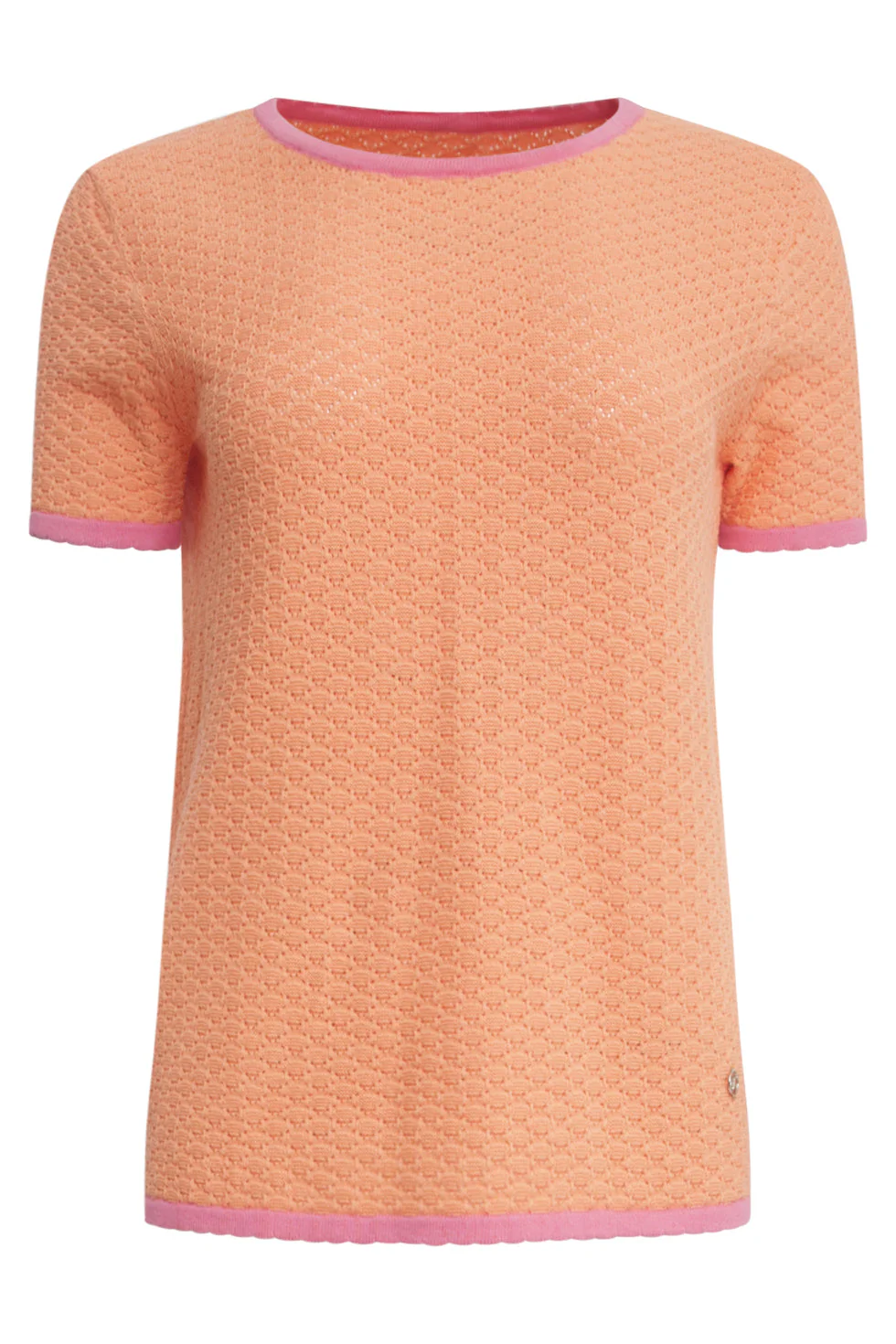 25096 Peach Knitted Top Met Contrasterende Rand | Peach - Pink - Image 2
