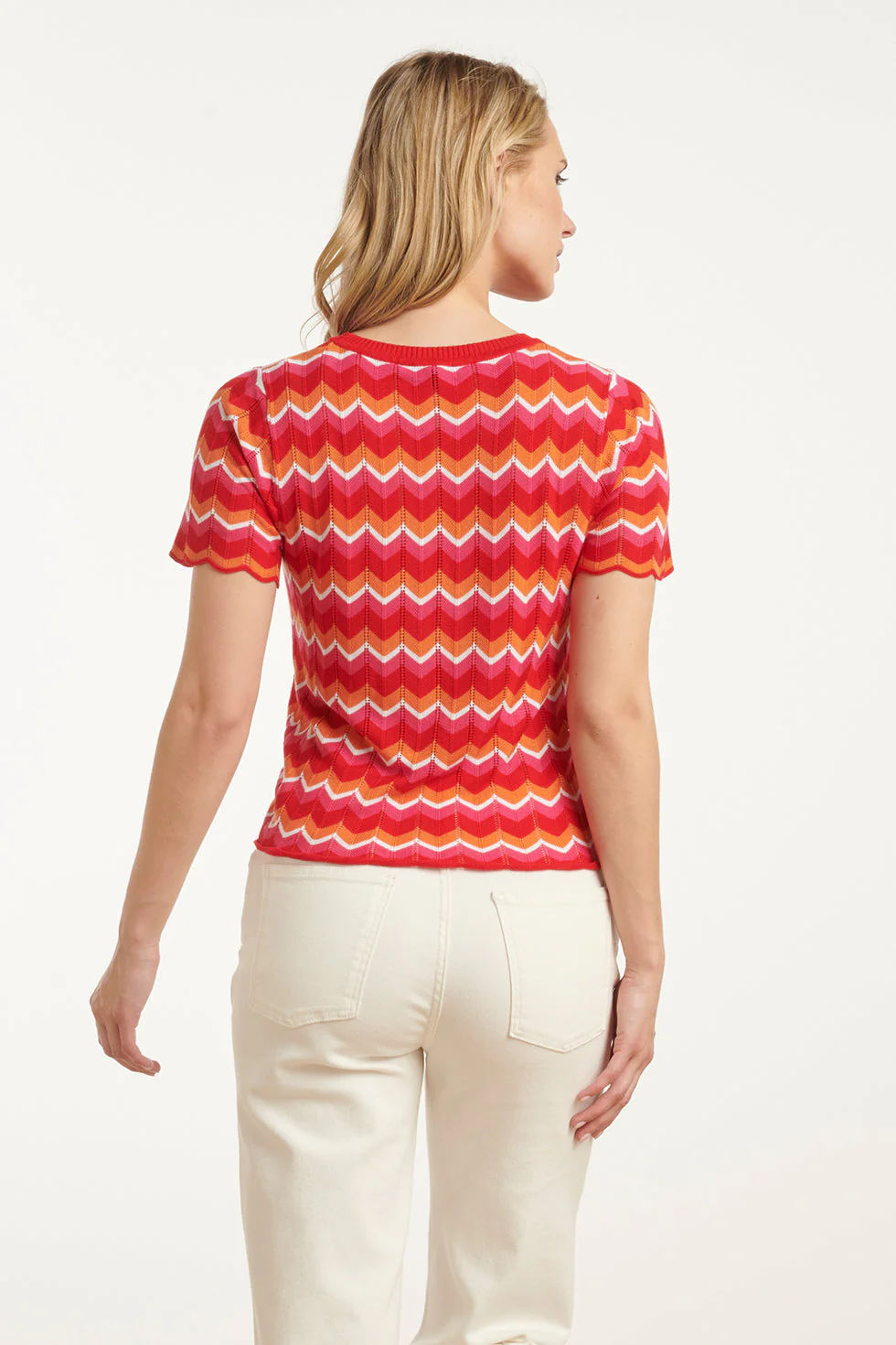 25097 Multicoloured Zigzag Knitted Top | Red - Muticolour - Image 6