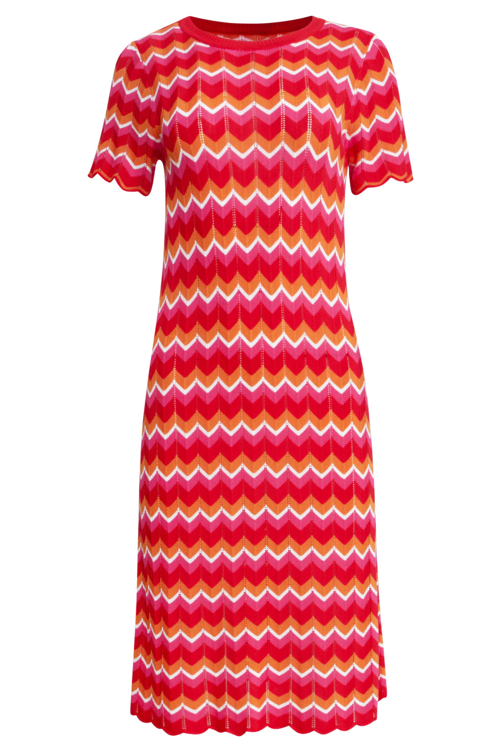 25098 Multicoloured Zigzag Knitted Jurk | Red - Muticolour - Image 2