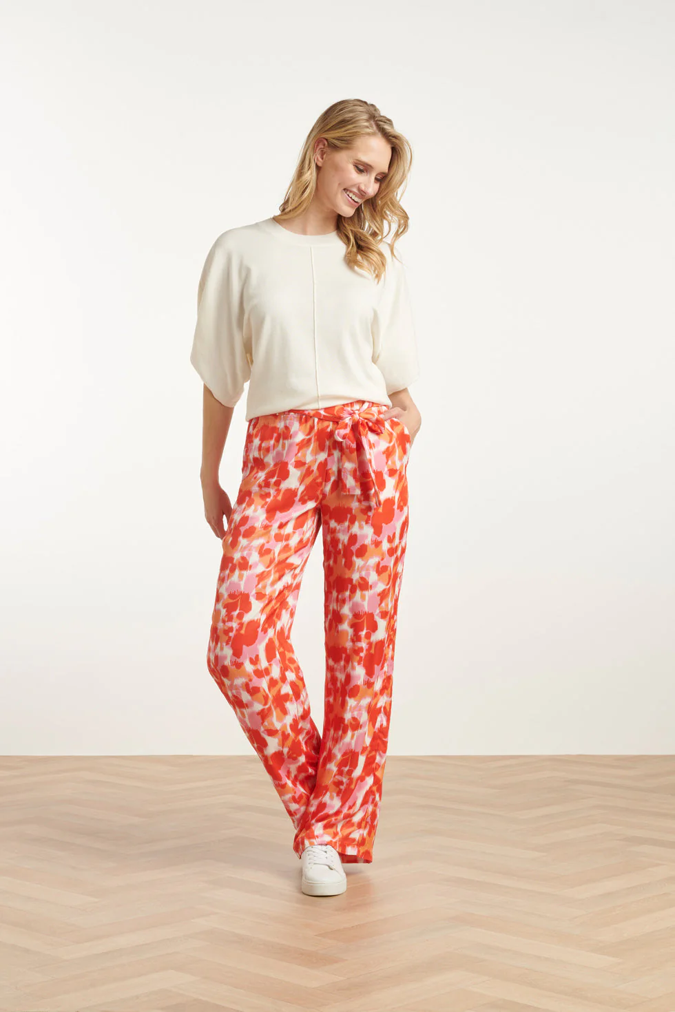 25103 Loose Knitted Top Met 3/4 Kimono Mouwen | Off White - Image 3