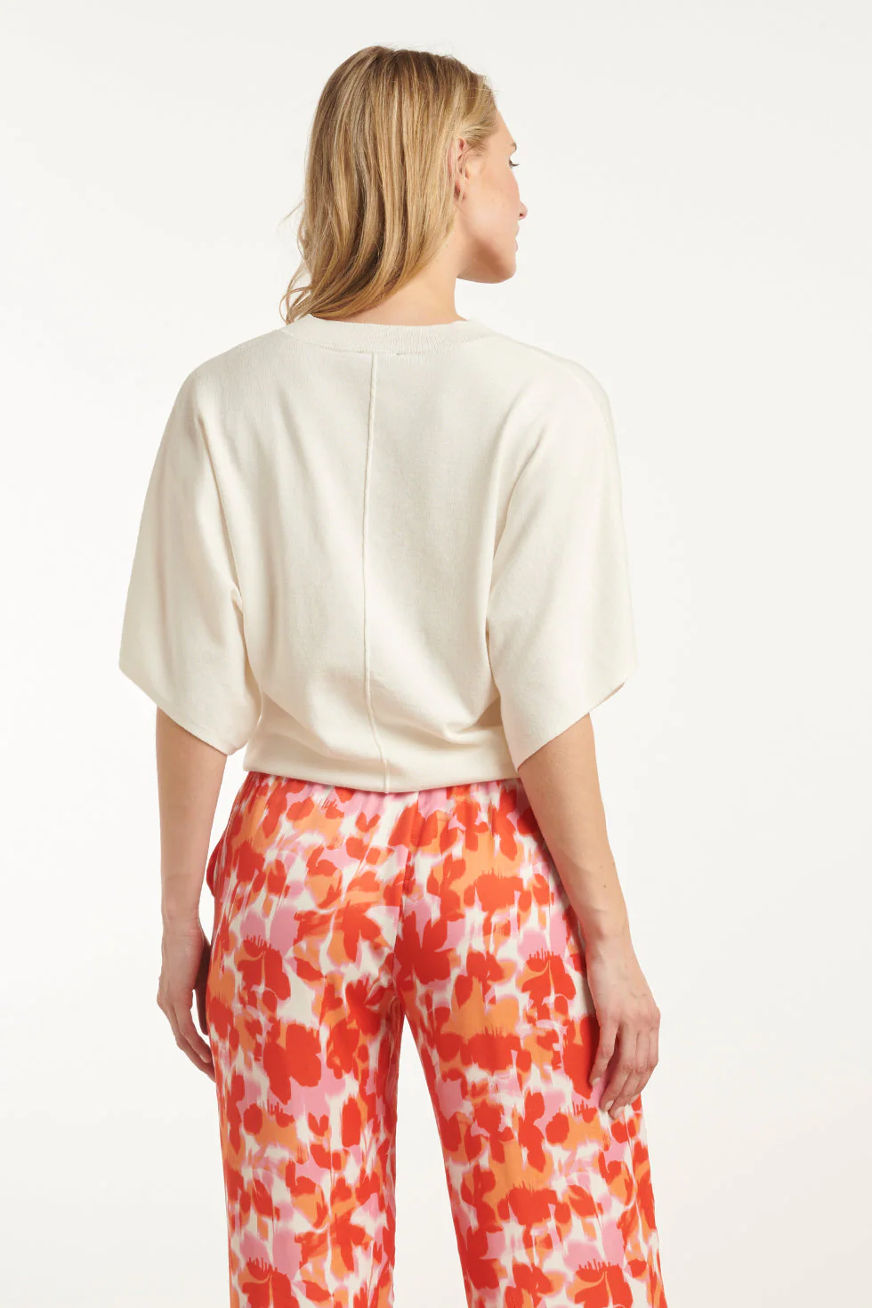 25103 Loose Knitted Top Met 3/4 Kimono Mouwen | Off White - Image 6