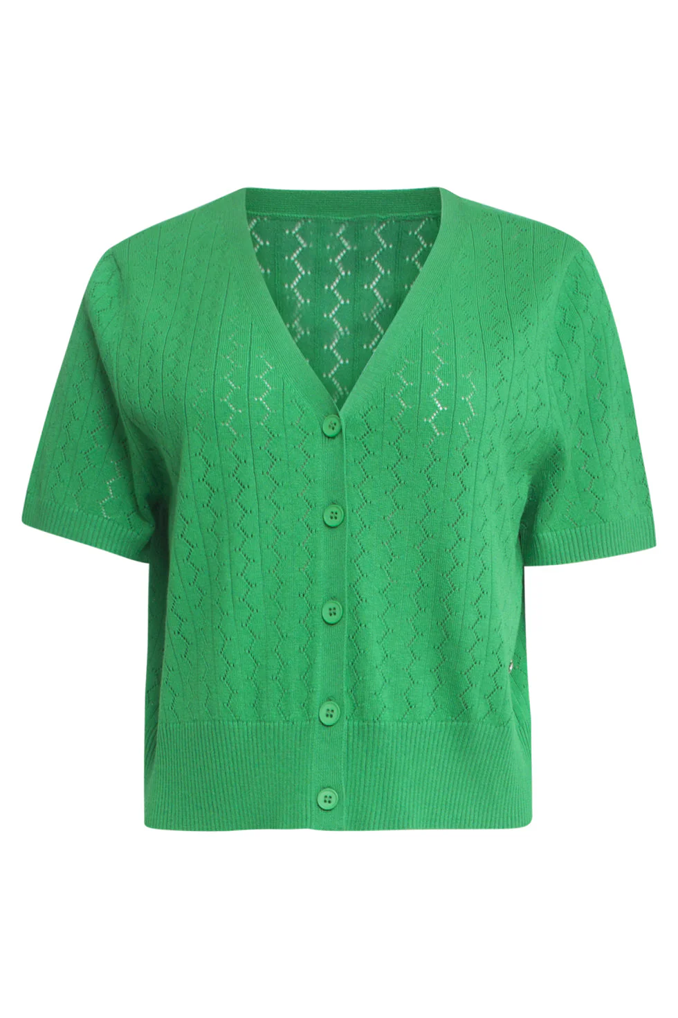 25104 Fel Gebreid Kort Vest | Green - Image 2