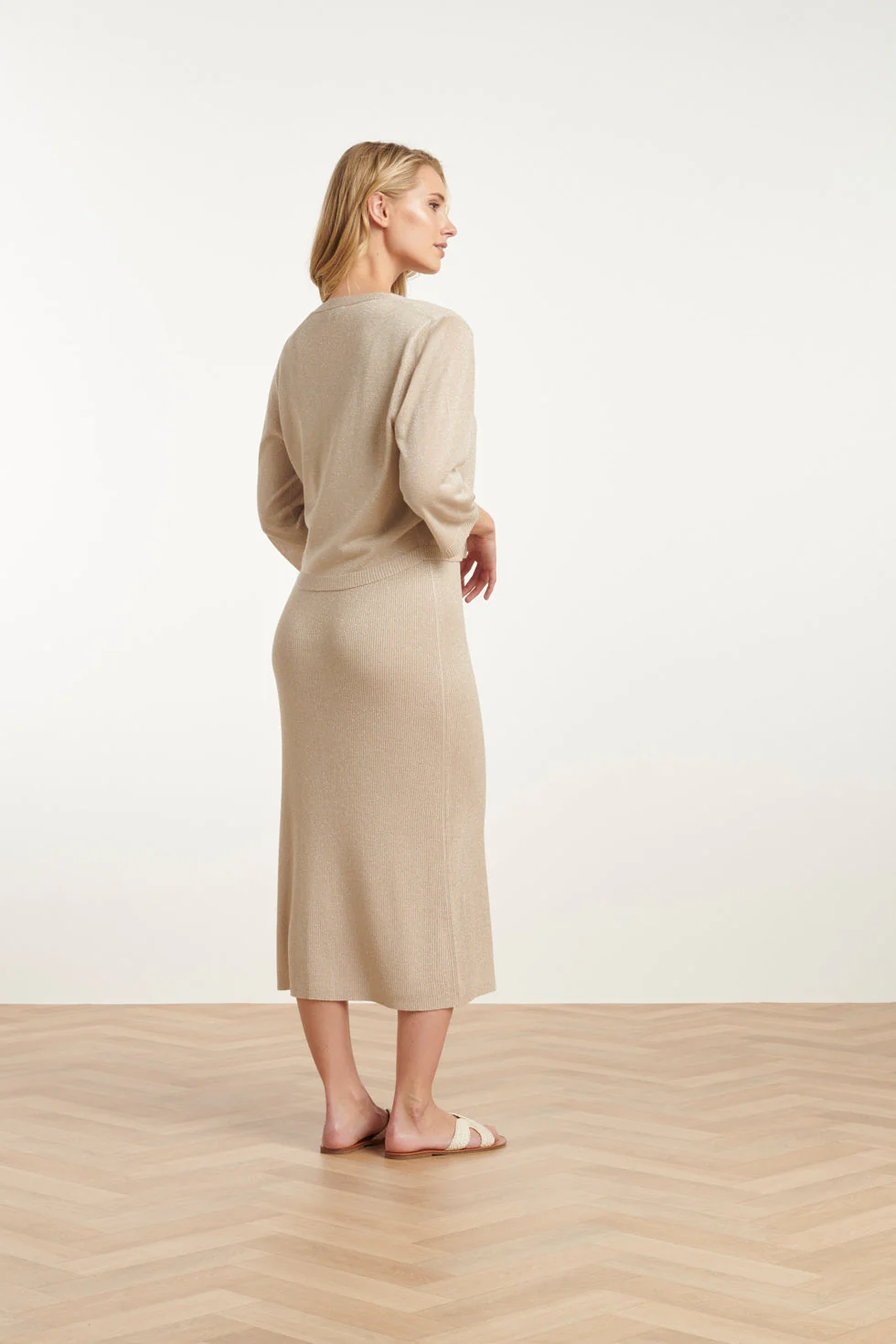25105 E Lurex Gebreide Bolero | Sand - Image 5