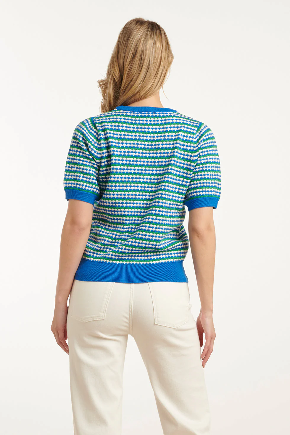 25108 Gebreide Top Met Puffy Mouwenkobalt, Fel | Cobalt - Green - Image 6