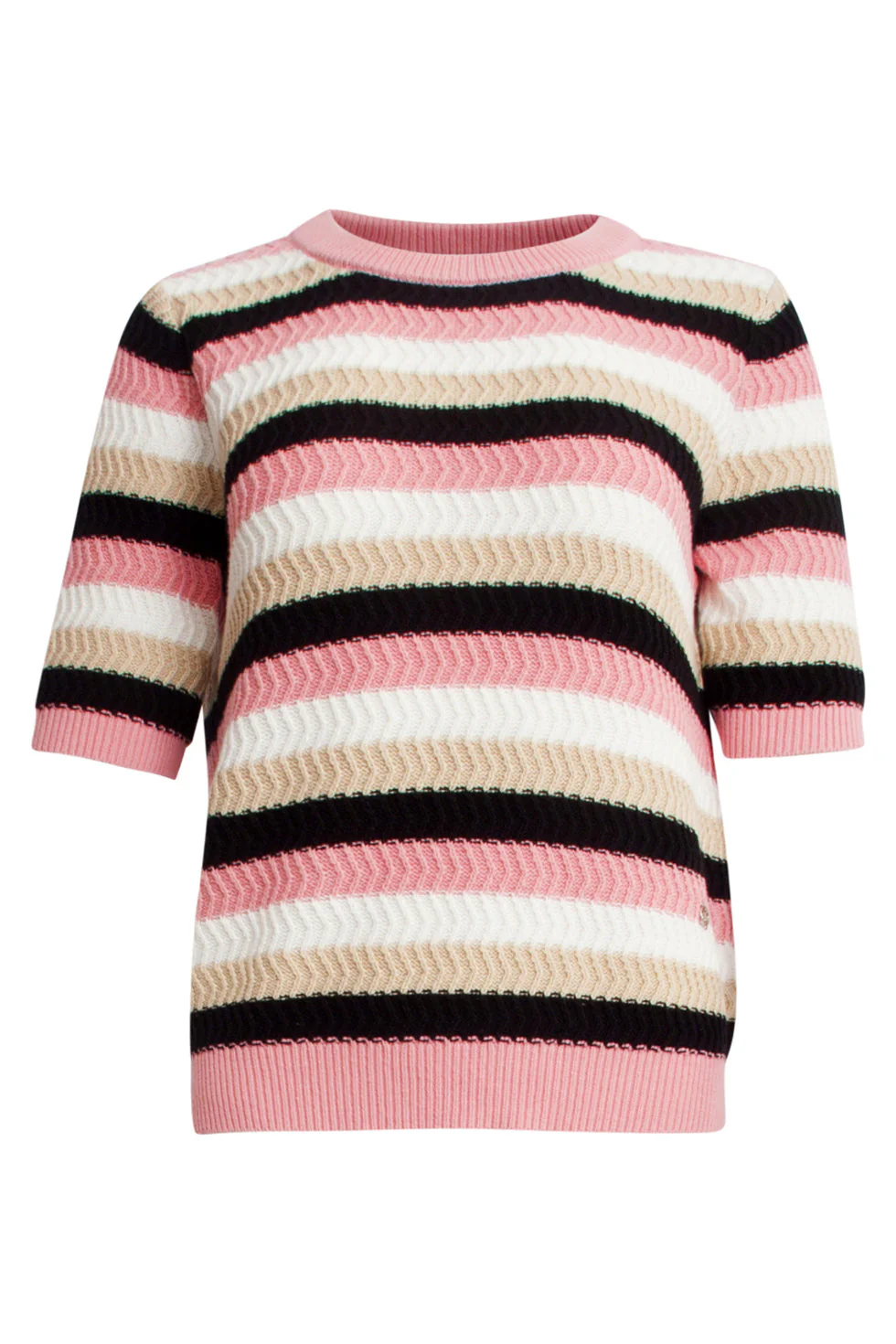 25109 Gebreide Trui Met ,  Colourblock | Old Pink - Muticolour - Image 2