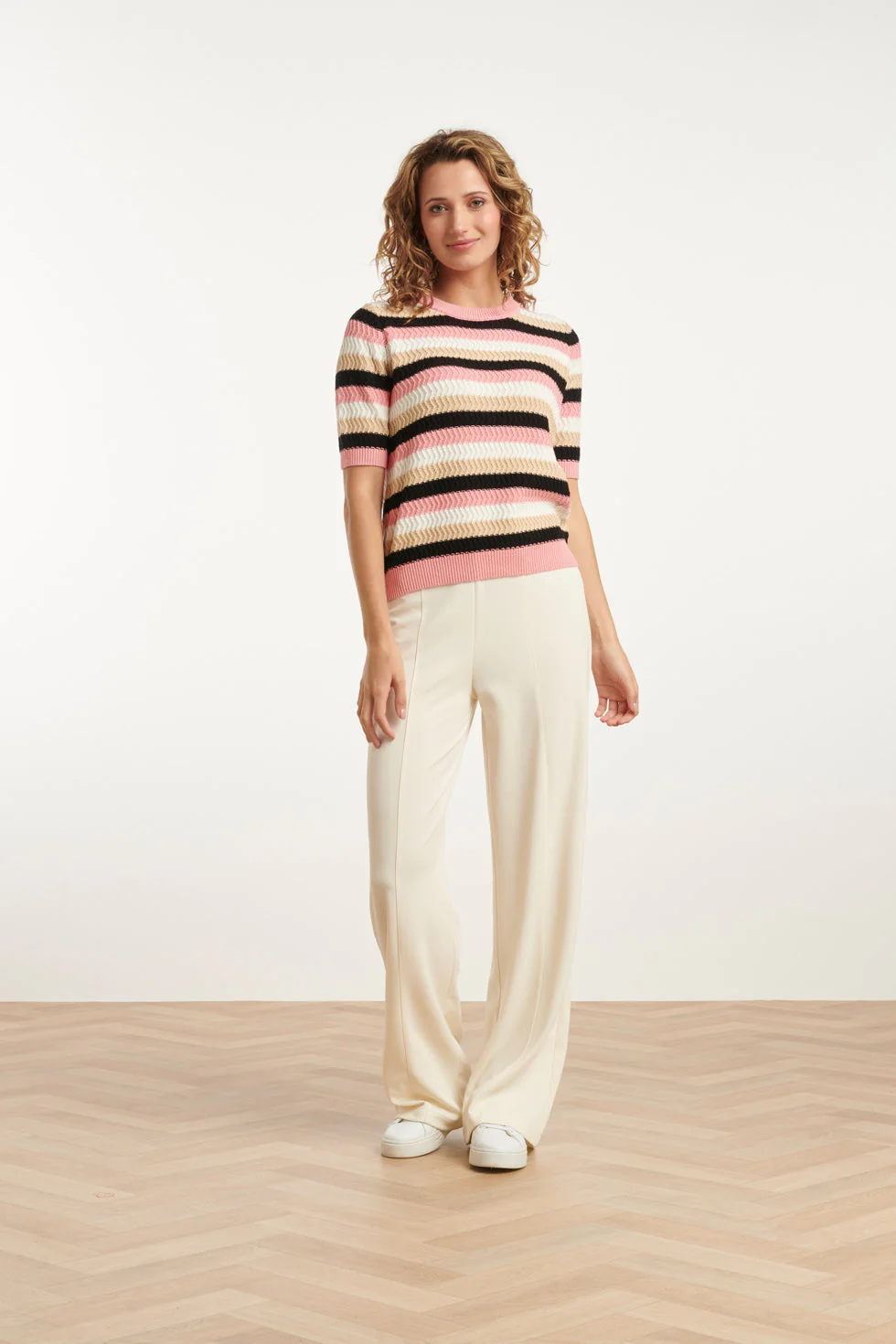 25109 Gebreide Trui Met ,  Colourblock | Old Pink - Muticolour - Image 3