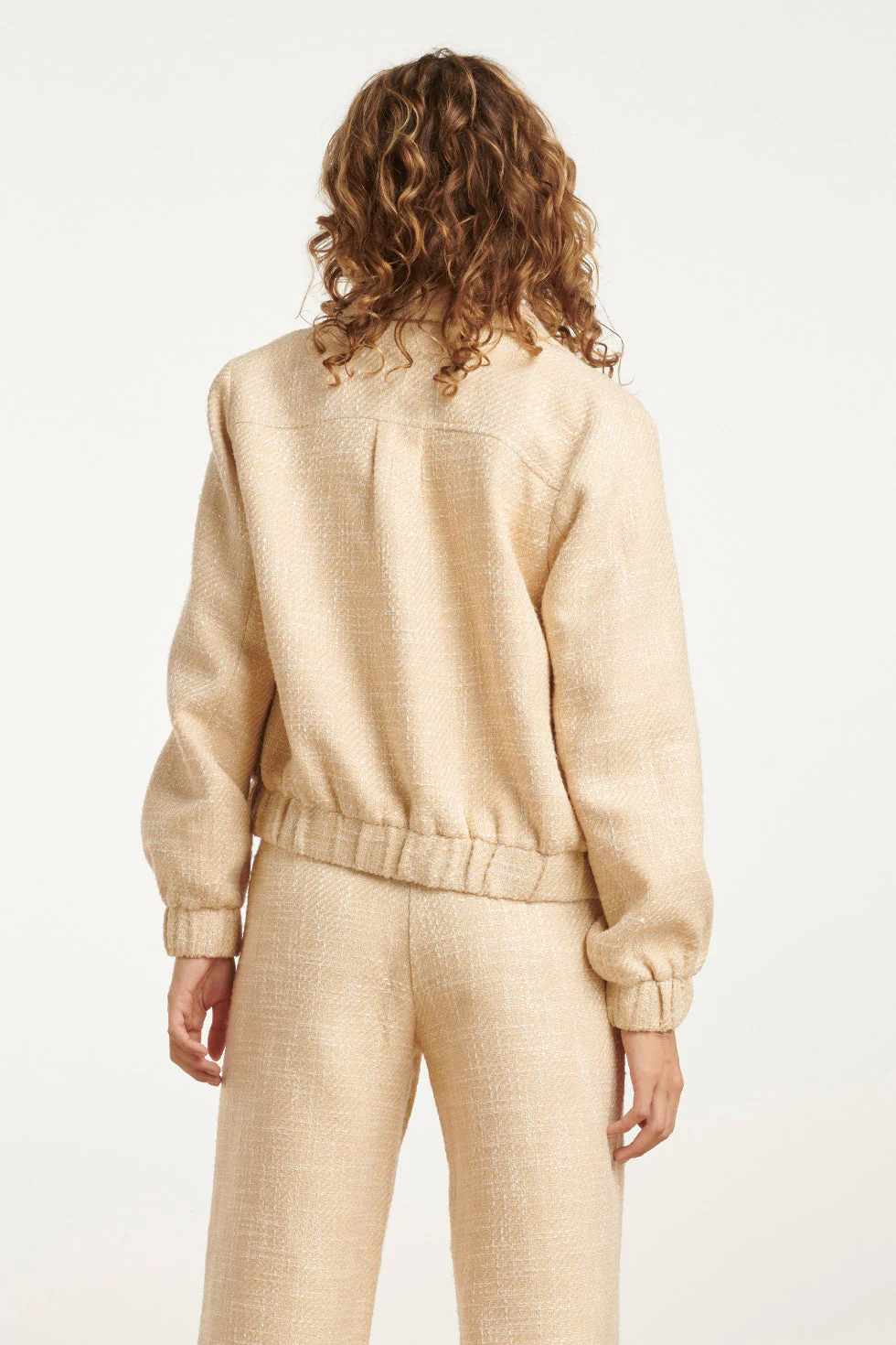 25113 Zomerse Tweed Jas | Sand - Image 6