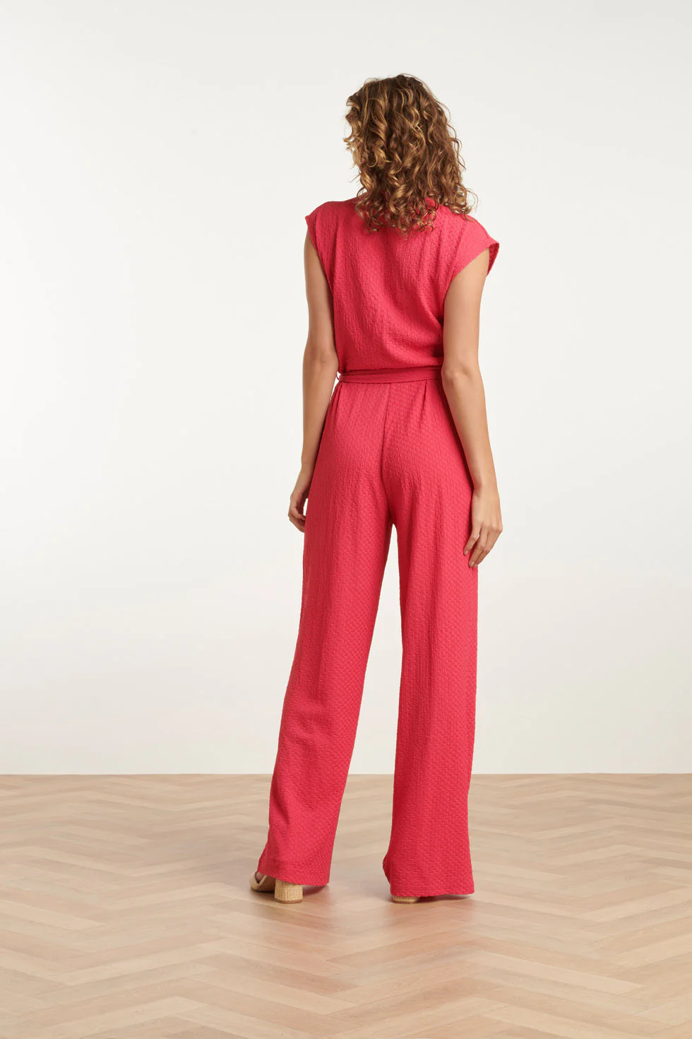 25116 Stretchy Crinkle Jumpsuit | Pink - Image 5