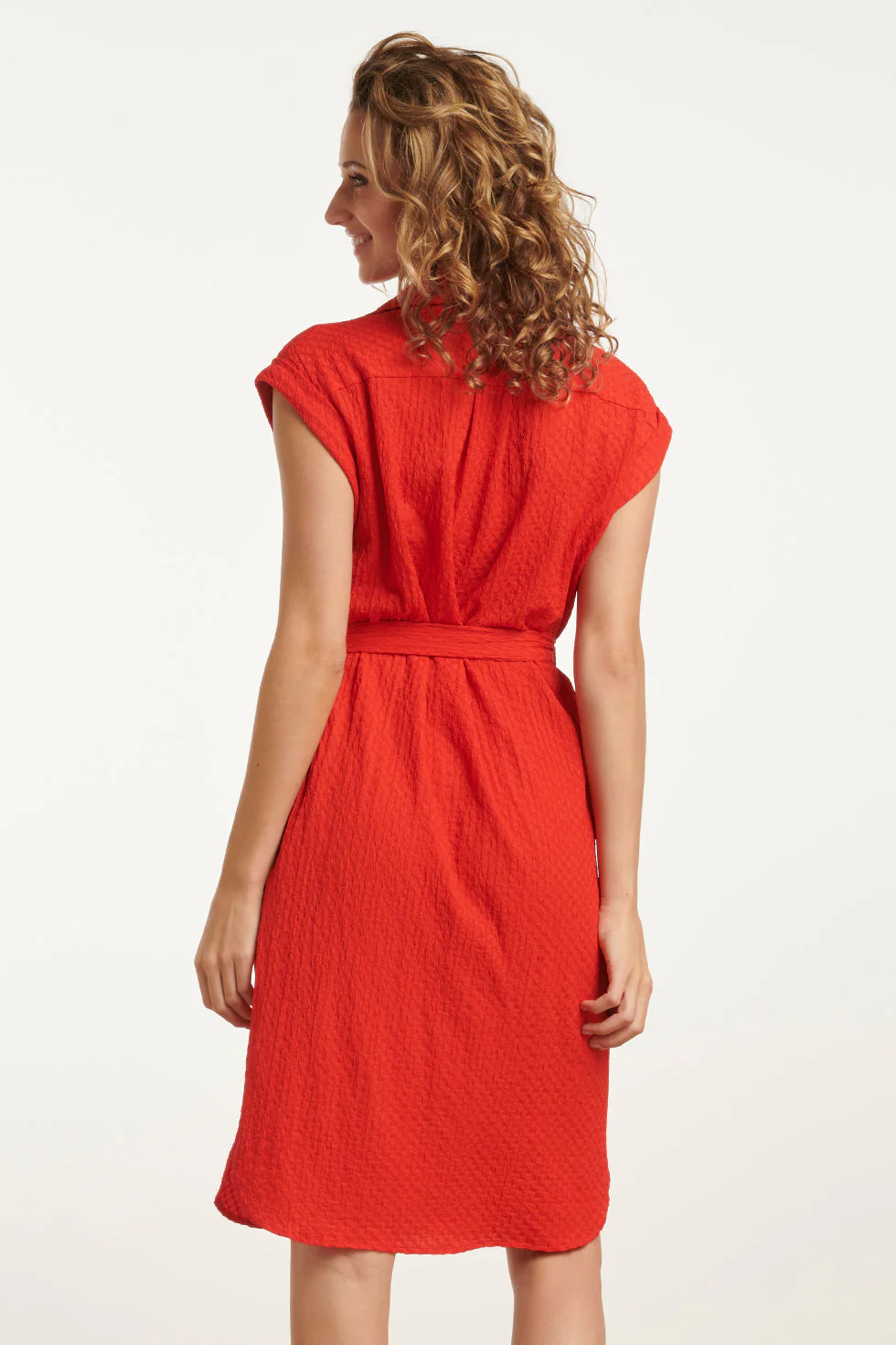 25118 Stretchy Crinkle Shirtjurk | Red - Image 6