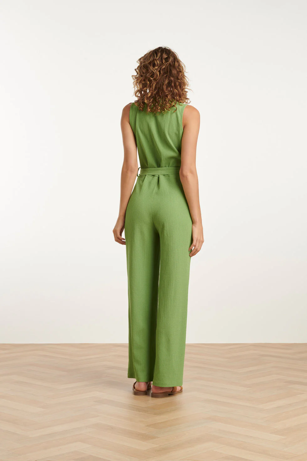 25119 Licht Stretch Crinkle Jumpsuit | Light Green - Image 6