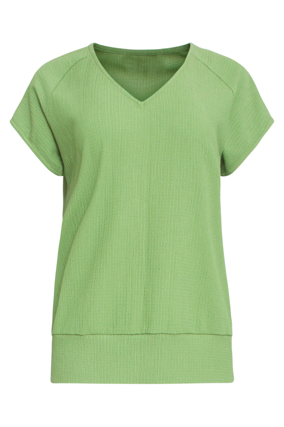 25120 Top Licht Stretchy Crinkle V-Hals | Light Green - Image 2