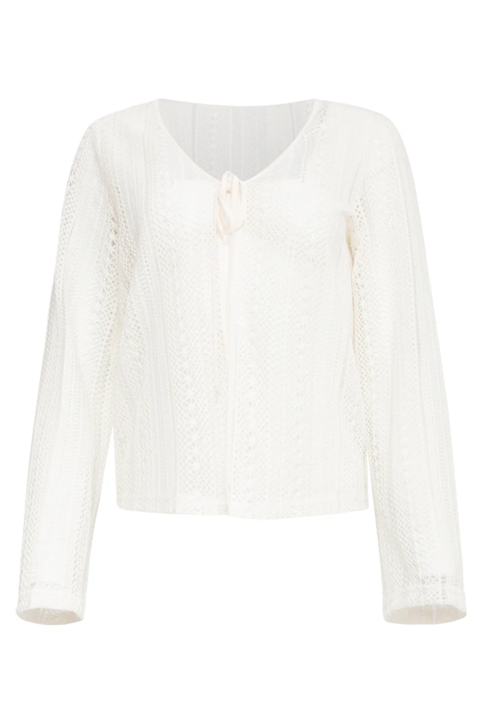 25121 Lace Cardigan Met Striksluiting | Off White - Image 2
