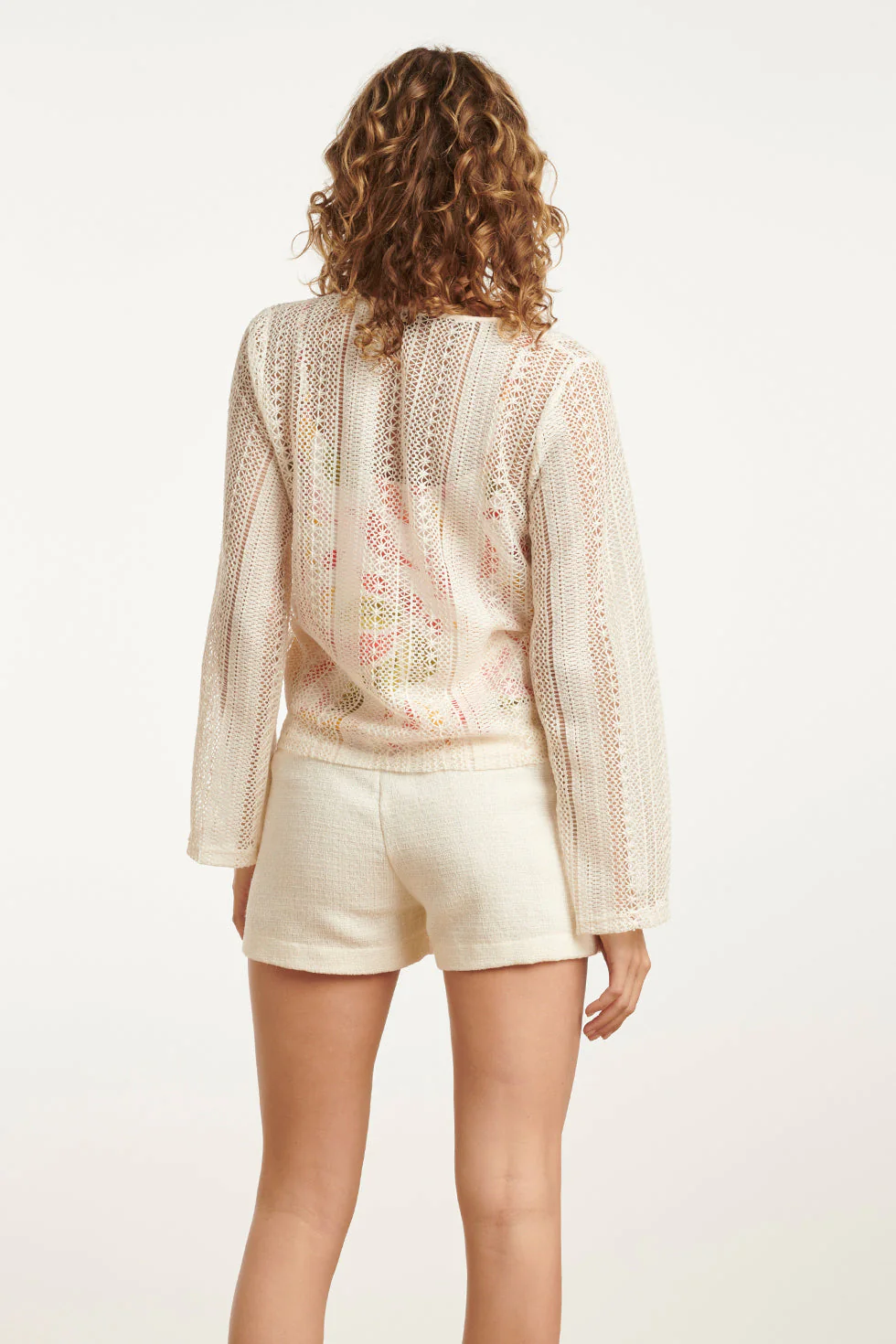 25121 Lace Cardigan Met Striksluiting | Off White - Image 6