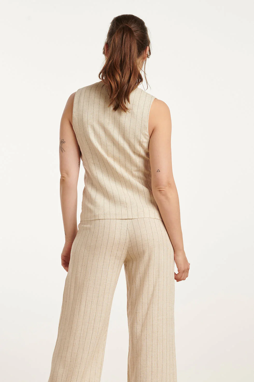 25128  Linnen Waistcoat | Sand - Black - Image 6