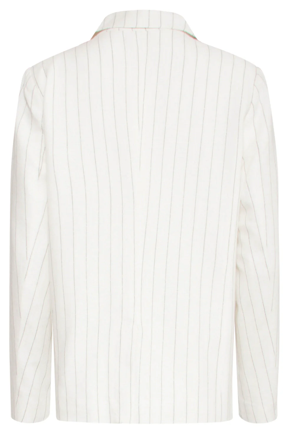25130 Te Pinstripe Linnen Blazer | White - Black - Image 7