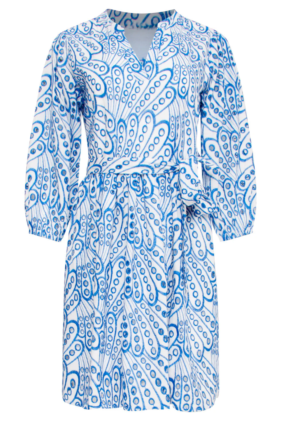 25135 Cobalt Brie Anglaise Jurk | Cobalt - White - Image 2