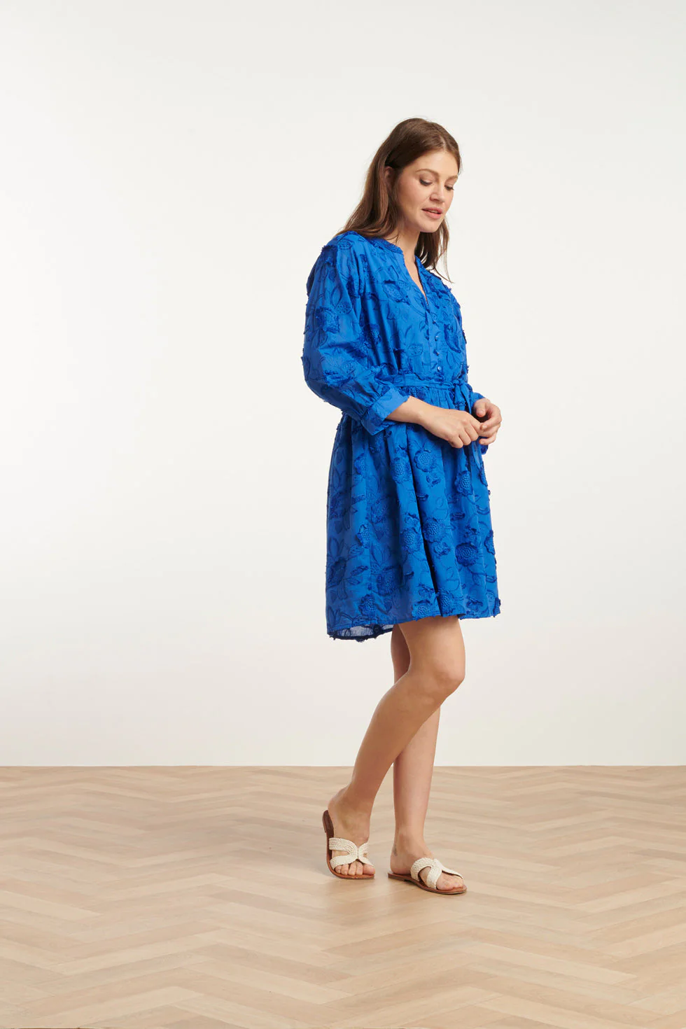 25137 Cobalt  3d Bloemen Jurk | Cobalt - Image 4
