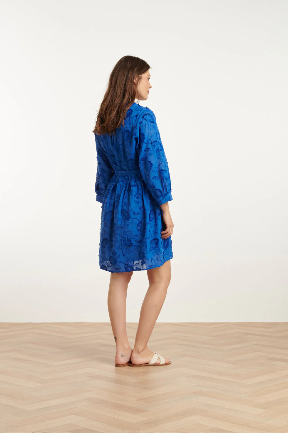 25137 Cobalt  3d Bloemen Jurk | Cobalt - Image 5
